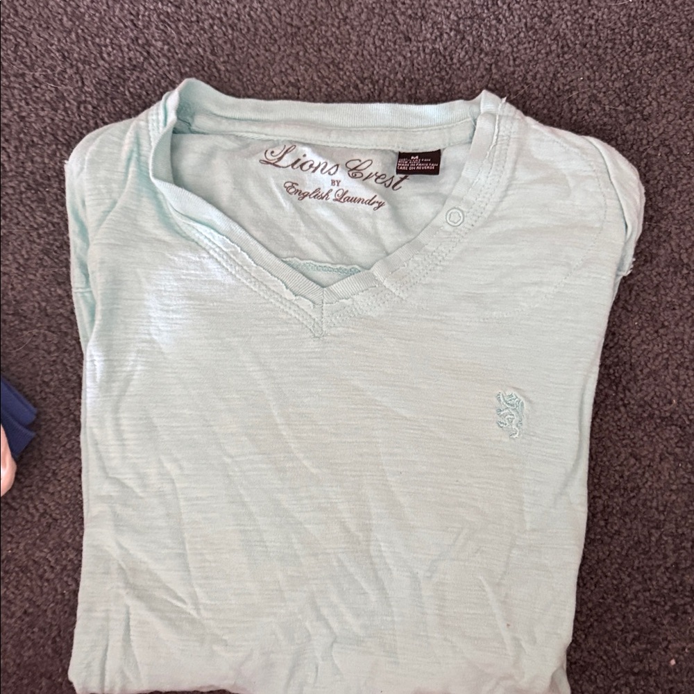 Lion Crest by English Laundry Light Blue V-Neck Shirt